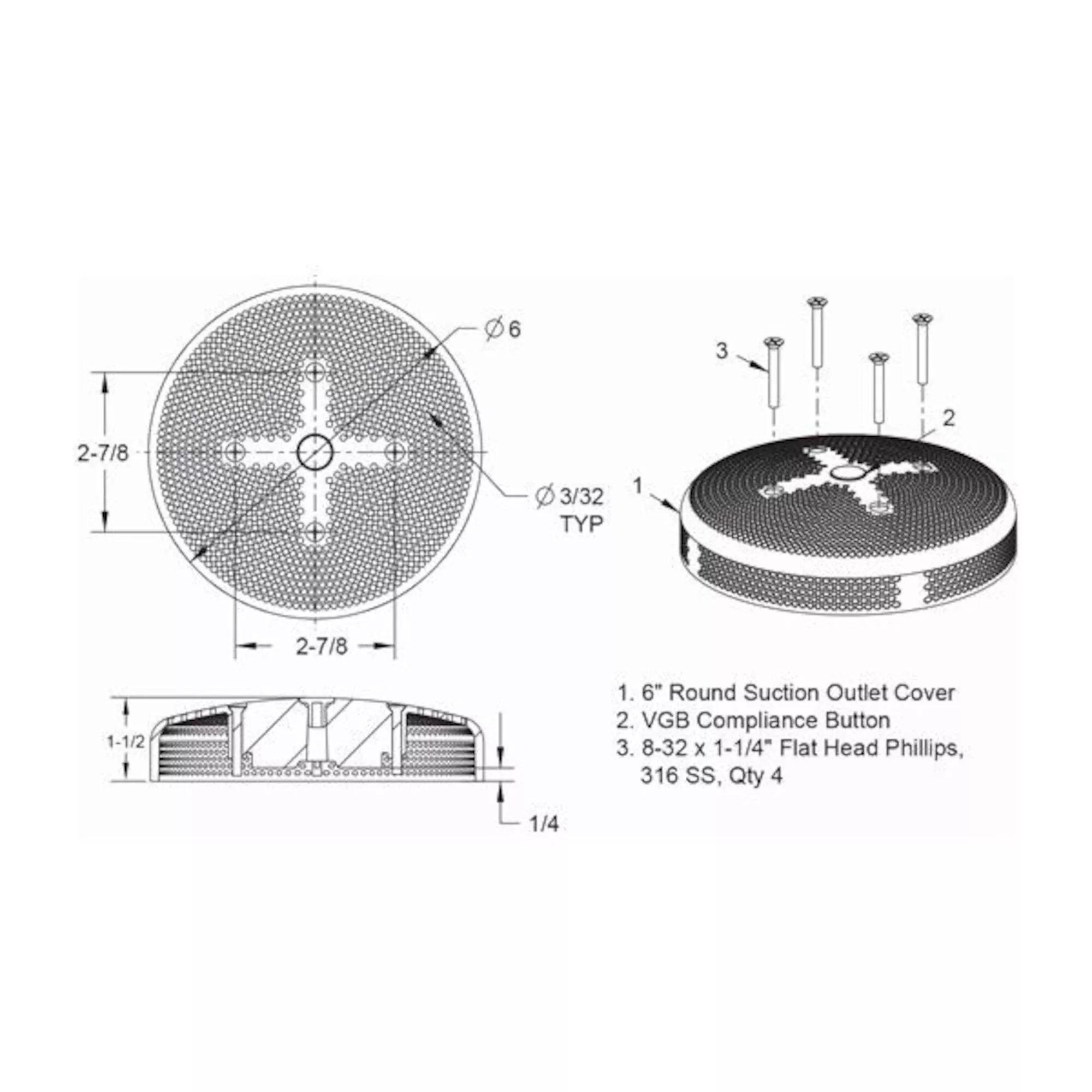 Aquastar Suction Cover 6HPHA102