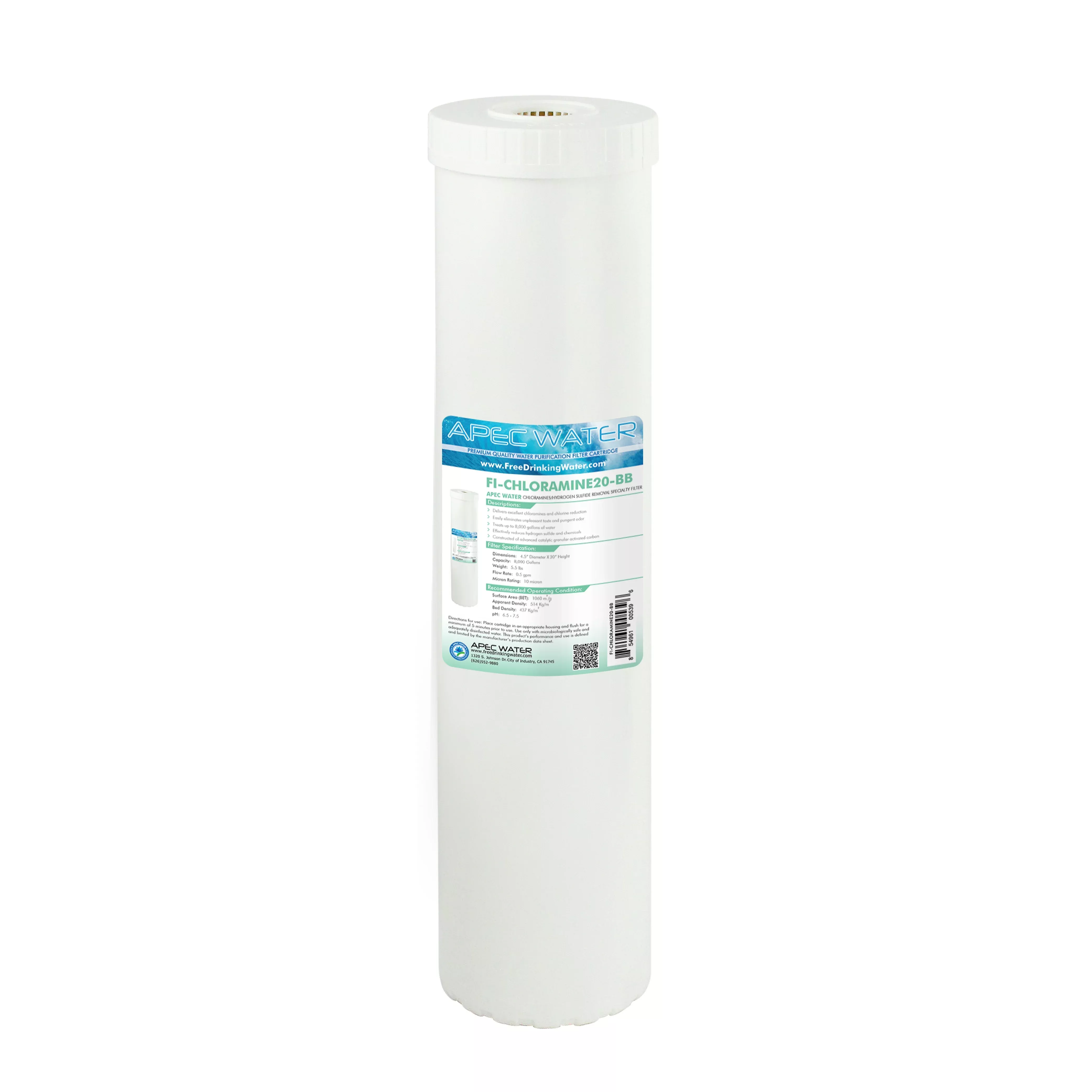 Chloramines/Hydrogen Sulfide Removal Specialty Filter 4.5"x 20 Inch