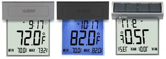 Large Window Thermometer with Solar Powered Backlight