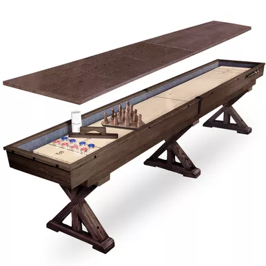 "The Rockford" 2-Piece 12′ Upstairs/Downstairs Shuffleboard Table with Top