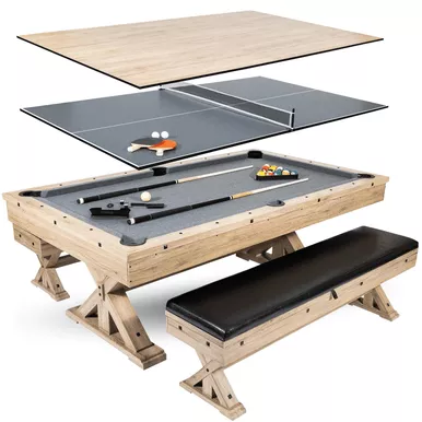 "The Rockford" 7' Multi-Game Table - with Benches
