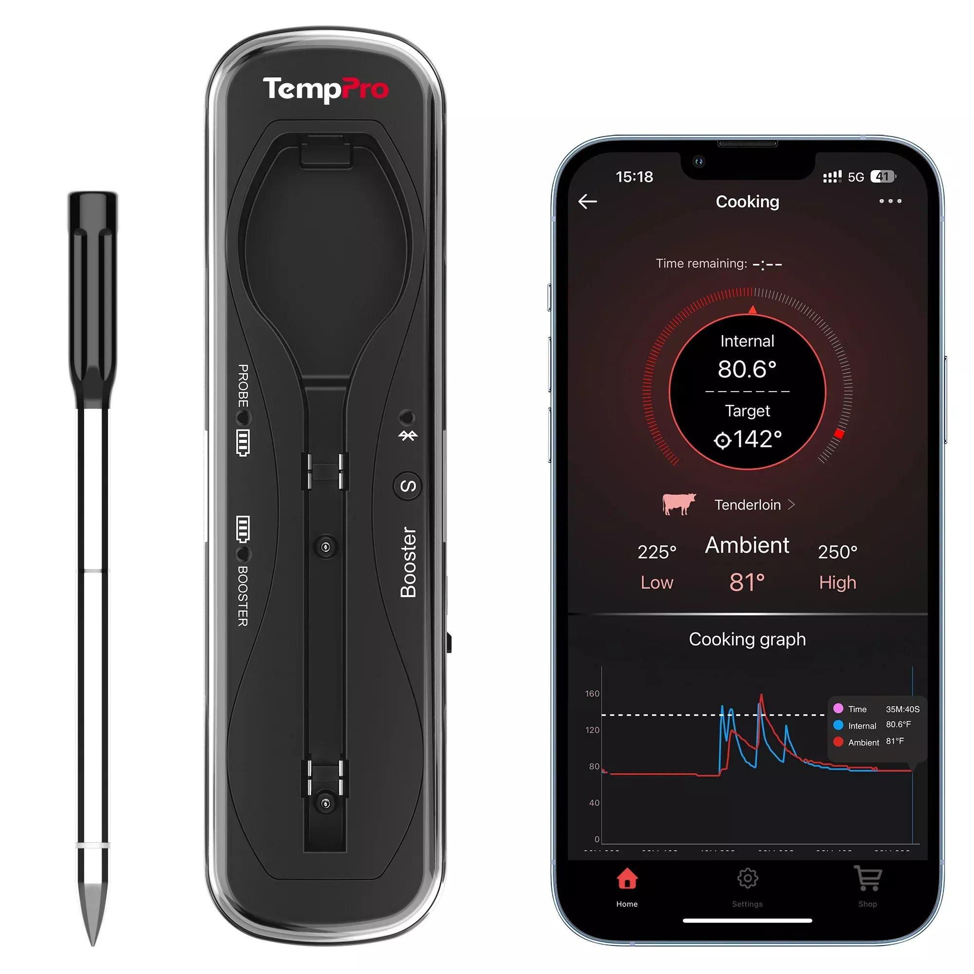 TempSpike TP960B Truly Wireless Bluetooth Meat Thermometer – 500ft Range