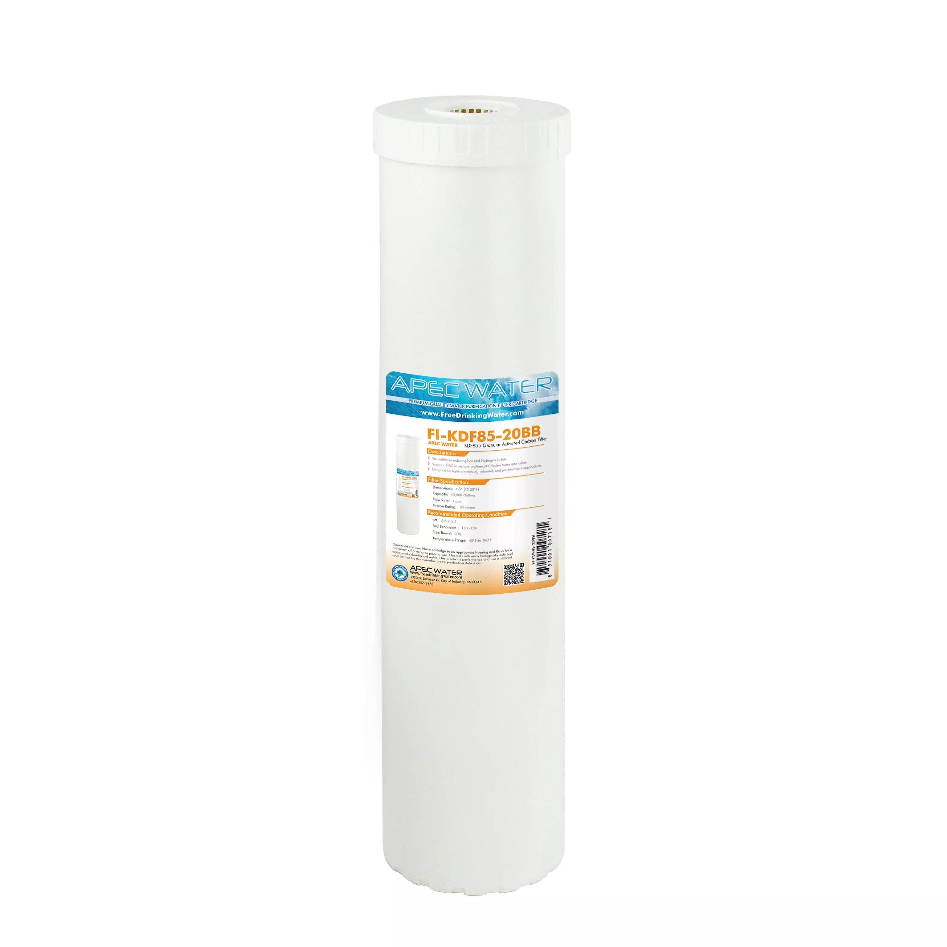 US Made Heavy Metals and Hydrogen Sulfide Reduction Specialty Filter 4.5"x 20 Inch